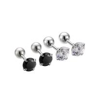 Cubic Zirconia Micro Pave Sterling Silver Earring 925 Sterling Silver plated & micro pave cubic zirconia & for woman Sold By Pair