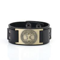 Leather Cord Bracelet, with Tibetan Style, Tree, plated, fashion jewelry & Unisex, more colors for choice, 238x30mm, Sold By PC