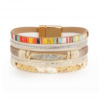 Wrap Bracelet PU Leather with Zinc Alloy Bohemian style & for woman & with rhinestone Length Approx 7.87 Inch Sold By PC