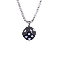 Stainless Steel Sweater Chain Necklace, 316L Stainless Steel Chain, with Tibetan Style pendant, Dice, plated, Unisex, more colors for choice, 13x26mm, Length:Approx 27.55 Inch, Sold By PC