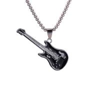 Stainless Steel Sweater Chain Necklace, 316L Stainless Steel Chain, with Tibetan Style pendant, Guitar, plated, Unisex & enamel, more colors for choice, 20x58mm, Length:Approx 27.55 Inch, Sold By PC