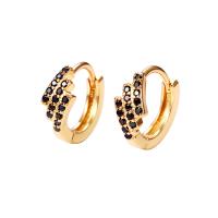 Brass Huggie Hoop Earring, plated, micro pave cubic zirconia & for woman, more colors for choice, 5.50x13mm, Sold By Pair