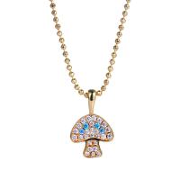 Cubic Zircon Micro Pave Brass Necklace, mushroom, plated, micro pave cubic zirconia & for woman, more colors for choice, 10x15mm, Length:Approx 17.71 Inch, Sold By PC