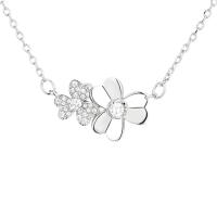 Brass Necklace Flower plated for woman & with rhinestone Length Approx 17.71 Inch Sold By PC