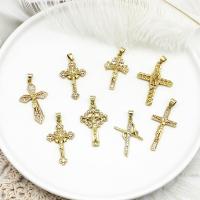 Cubic Zirconia Micro Pave Brass Pendant Cross 18K gold plated & micro pave cubic zirconia & for woman Sold By PC