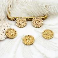 Brass Jewelry Pendants Flat Round 18K gold plated for woman Sold By PC