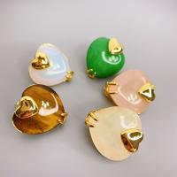 Gemstone øreringe, Messing, med Ædelsten, Heart, 18K forgyldt, mode smykker & for kvinde, flere farver til valg, nikkel, bly & cadmium fri, 20.50x21mm, Solgt af par