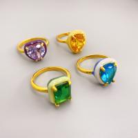 Vještački dijamant Ring Finger, Mesing, 18K pozlatom, modni nakit & različitih stilova za izbor & za žene & s Rhinestone, više boja za izbor, nikal, olovo i kadmij besplatno, Veličina:7, Prodano By PC