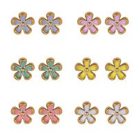 Tibetan Style Stud Earring Set, Flower, 6 pieces & fashion jewelry & for woman, mixed colors, nickel, lead & cadmium free, 10x10mm, Sold By Set