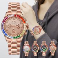 Nők Wrist Watch, 304 rozsdamentes acél, -val Üveg, vízálló & kínai mozgás & a nő & strasszos, több színt a választás, 40*10mm, Által értékesített PC
