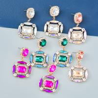 Pendientes de Diamantes de Imitación, aleación de zinc, Joyería & para mujer & con diamantes de imitación de vidrio & con diamantes de imitación, más colores para la opción, 49x29mm, Vendido por Par
