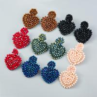 Akryl smykker ørering, Zinc Alloy, med Polyester & Akryl, Heart, mode smykker & for kvinde, flere farver til valg, 49x42mm, Solgt af par
