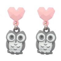 Resin Earring Zinc Alloy with Resin Owl fashion jewelry & for woman Sold By Pair