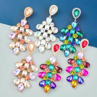 Rhinestone náušnice, Zinek, módní šperky & pro ženy & s drahokamu, více barev na výběr, 91x41mm, Prodáno By Pair