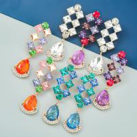 Rhinestone Earring Zinc Alloy with Resin fashion jewelry & for woman & with glass rhinestone & with rhinestone Sold By Pair