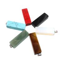 Gemstone Pendants Jewelry, Natural Stone, Rectangle, different materials for choice & Unisex, more colors for choice, 15x50mm, Sold By PC
