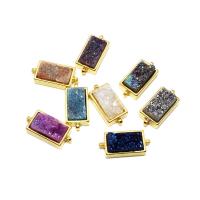 Ice Quartz Agate Connetor, with Brass, Rectangle, gold color plated, DIY & 1/1 loop, more colors for choice, 9x19.50mm, Sold By PC