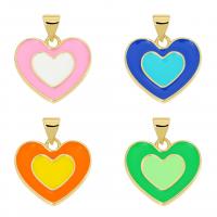 Cubic Zirconia Micro Pave Brass Pendant Heart gold color plated DIY & enamel nickel lead & cadmium free Sold By PC