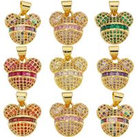 Cubic Zirconia Micro Pave Brass Pendant, Bear, gold color plated, DIY & micro pave cubic zirconia, more colors for choice, nickel, lead & cadmium free, 13.60x14.70x6.30mm, Sold By PC