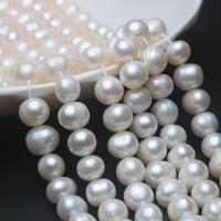 Runde ferskvandskulturperle Beads, Ferskvandsperle, du kan DIY, hvid, 9-10mm, Solgt Per 13.8 inch Strand