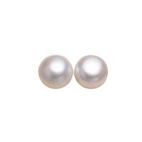 Freshwater Pearl Earrings with Brass Round silver color plated & for woman Sold By Pair