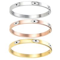 Evil Eye sieraden Armband, 304 roestvrij staal, micro pave zirconia & voor vrouw, meer kleuren voor de keuze, 59x50mm, Verkocht door PC