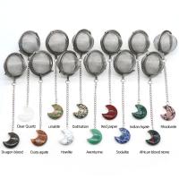 Tea Strainer Filter Diffuser, Gemstone, with 304 Stainless Steel, Moon, polished, different materials for choice, more colors for choice, 190mm, Sold By PC