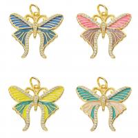 Cubic Zirconia Micro Pave Brass Pendant, Butterfly, gold color plated, DIY & micro pave cubic zirconia & enamel, more colors for choice, nickel, lead & cadmium free, 18.20x23x2.80mm, Sold By PC
