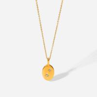 Stainless Steel Jewelry Necklace 304 Stainless Steel with 1.97inch extender chain 18K gold plated & micro pave cubic zirconia & for woman golden Sold Per Approx 16.15 Inch Strand