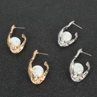 Zinklegierung Ohrringe, mit Kunststoff Perlen, Modeschmuck & für Frau, keine, frei von Nickel, Blei & Kadmium, 20x40mm, verkauft von Paar