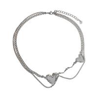 Titanstahl Halskette, mit Zinklegierung, mit Verlängerungskettchen von 6cm, Herz, silberfarben plattiert, Modeschmuck & für Frau, Silberfarbe, Länge:40.5 cm, verkauft von PC
