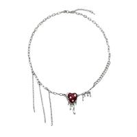 Tibetan Style Jewelry Necklace, with 5cm extender chain, Heart, silver color plated, fashion jewelry & for woman & enamel, silver color, nickel, lead & cadmium free, Length:48 cm, Sold By PC