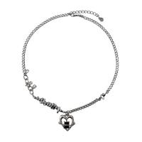 Cink Alloy nakit ogrlice, Titanium Čelik, s Cink Alloy, s 6cm Produžetak lanac, Srce, srebrne boje pozlaćen, modni nakit & za žene, srebro, Dužina 43 cm, Prodano By PC