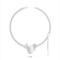 Titanium Steel Necklace with Sea Opal & Zinc Alloy with 5cm extender chain silver color plated fashion jewelry & for woman silver color Length 48 cm Sold By PC