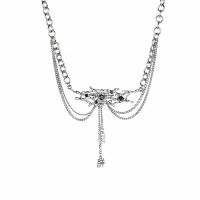 Titanstahl Halskette, mit Glas & Zinklegierung, mit Verlängerungskettchen von 6cm, Spinnennetz, silberfarben plattiert, Modeschmuck & für Frau, Silberfarbe, Länge:39 cm, verkauft von PC
