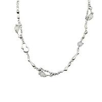 Titanstahl Halskette, mit Opal & Zinklegierung, mit Verlängerungskettchen von 6cm, silberfarben plattiert, Modeschmuck & für Frau, Silberfarbe, Länge:41.5 cm, verkauft von PC