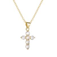 Cubic Zircon Micro Pave Brass Necklace, gold color plated, different styles for choice & micro pave cubic zirconia & for woman, 25x14mm, Length:Approx 17.7 Inch, Sold By PC