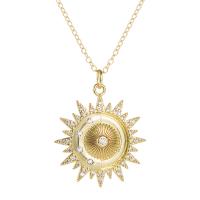 Cubic Zircon Micro Pave Brass Necklace gold color plated & micro pave cubic zirconia & for woman Length Approx 17.7 Inch Sold By PC