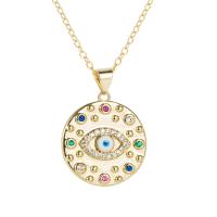 Evil Eye Jewelry Necklace Brass gold color plated & micro pave cubic zirconia & for woman Length Approx 17.7 Inch Sold By PC