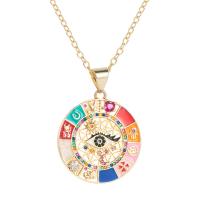 Evil Eye Jewelry Necklace, Brass, gold color plated, micro pave cubic zirconia & for woman & enamel, multi-colored, 30mm, Length:Approx 17.7 Inch, Sold By PC