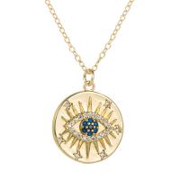 Evil Eye Jewelry Necklace, Brass, gold color plated, different styles for choice & micro pave cubic zirconia & for woman, 22x17mm, Length:Approx 17.7 Inch, Sold By PC