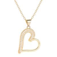Cubic Zircon Micro Pave Brass Necklace, Heart, gold color plated, different styles for choice & micro pave cubic zirconia & for woman, more colors for choice, 28x22mm, Length:Approx 17.7 Inch, Sold By PC