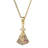 Cubic Zircon Micro Pave Brass Necklace real gold plated micro pave cubic zirconia & for woman Length Approx 17.7 Inch Sold By PC