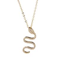 Cubic Zircon Micro Pave Brass Necklace, Snake, real gold plated, micro pave cubic zirconia & for woman, 26mm, Length:Approx 17.7 Inch, Sold By PC