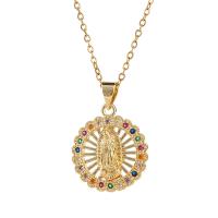 Cubic Zircon Micro Pave Brass Necklace real gold plated micro pave cubic zirconia & for woman multi-colored Length Approx 17.7 Inch Sold By PC