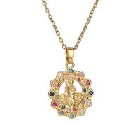 Cubic Zircon Micro Pave Brass Necklace real gold plated micro pave cubic zirconia & for woman Length Approx 17.7 Inch Sold By PC