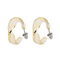 Brass Stud Earring 14K gold plated for woman & enamel 20mm Sold By Pair