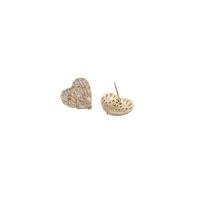 Boucles d'oreilles en laiton zircon cubique pavent, Plaqué d'or 14K, pavé de micro zircon & pour femme, 15x15mm, Vendu par paire