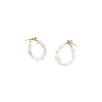 Freshwater Pearl Earrings, Brass, with Freshwater Pearl, 14K gold plated, fashion jewelry & for woman, 80mm, Sold By Pair