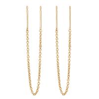 Brass Thread Through Earrings, 14K gold plated, fashion jewelry & for woman, more colors for choice, 90mm, Sold By Pair